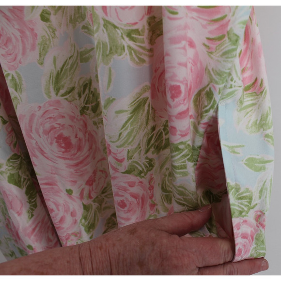 Cabernet Pink Floral Satin Slip Dress Rose Lingerie Coquette Pockets Size XL - Picture 3 of 8